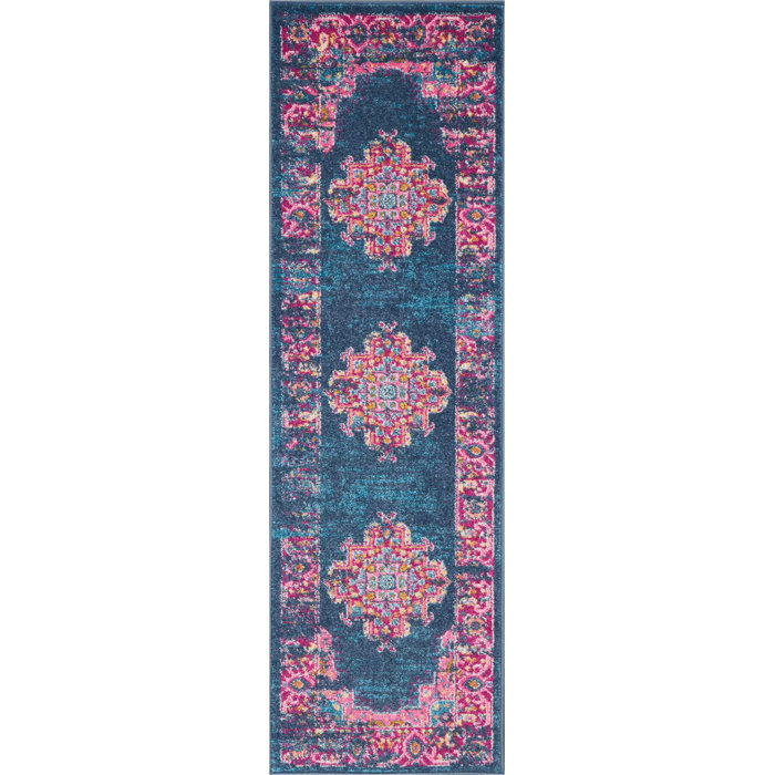 Mercury Row® Abbate Oriental Navy Blue/Pink Area Rug & Reviews